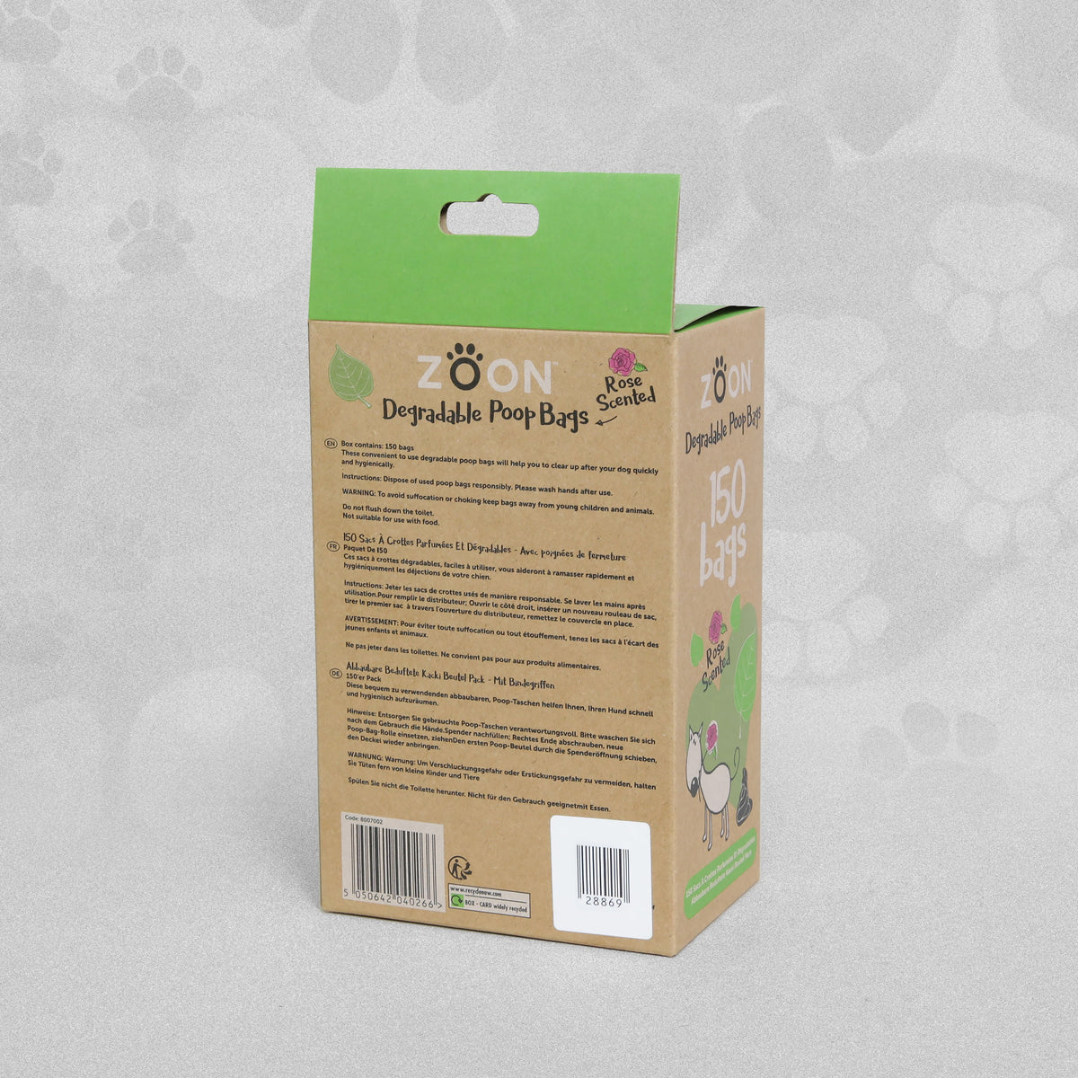 Zoon Degradable 150 Poop Bags - Rose Scented